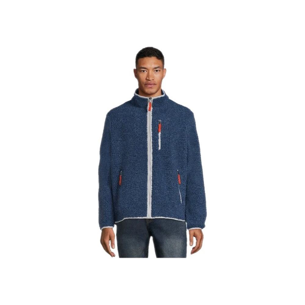 George Full Zip Faux Sherpa Mock Neck Jacket Navy Dust Men's Size S (34-36)